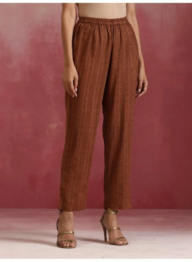 trueBrowns Brown Cotton Dobby Kurta Co-ord set