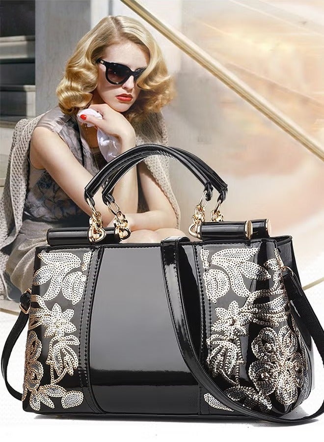 كان واي حقيبة يد فاخرة وأنيقة جلد متطور فريد لامع للزفاف سعة كبيرة كتف واحد منحوتة حقيبة ساعي للنساء / الأم / صديق الفتاة هدية - Image 1