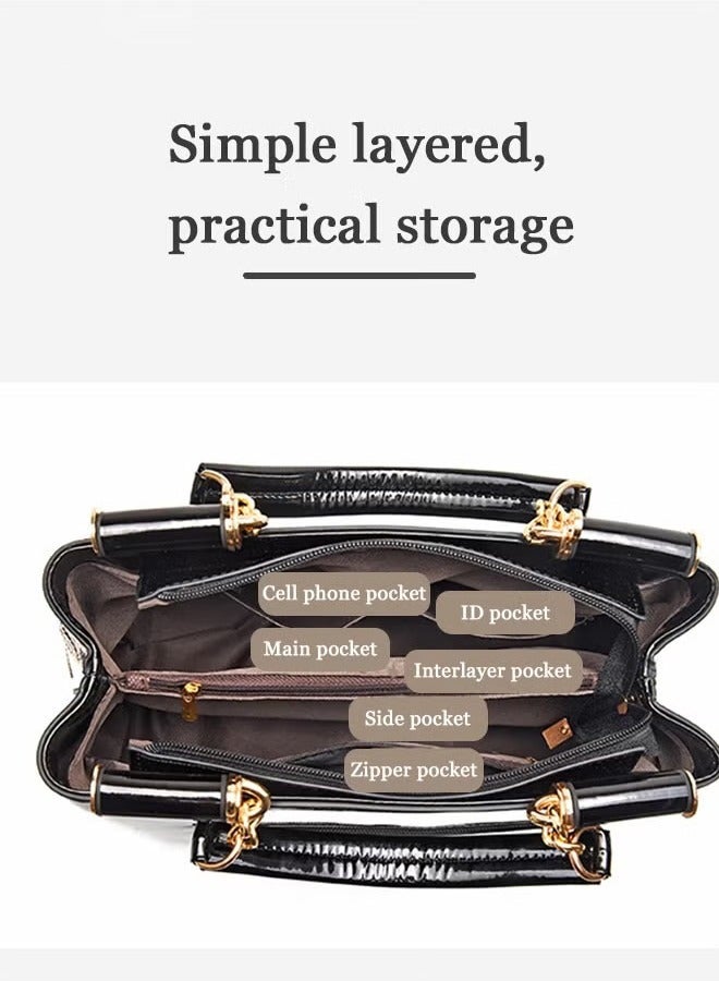 كان واي حقيبة يد فاخرة وأنيقة جلد متطور فريد لامع للزفاف سعة كبيرة كتف واحد منحوتة حقيبة ساعي للنساء / الأم / صديق الفتاة هدية - Image 2