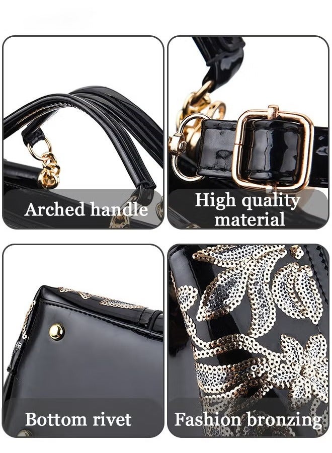 كان واي حقيبة يد فاخرة وأنيقة جلد متطور فريد لامع للزفاف سعة كبيرة كتف واحد منحوتة حقيبة ساعي للنساء / الأم / صديق الفتاة هدية - Image 3