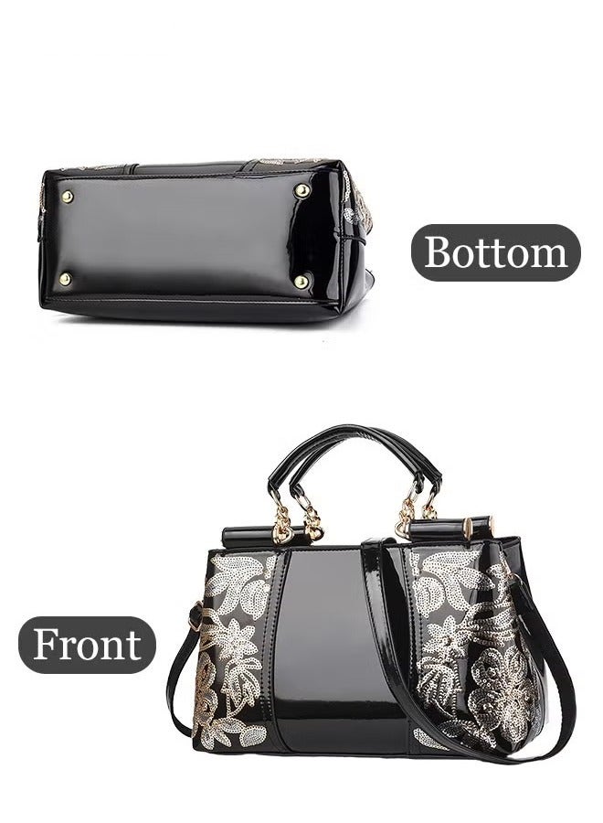 كان واي حقيبة يد فاخرة وأنيقة جلد متطور فريد لامع للزفاف سعة كبيرة كتف واحد منحوتة حقيبة ساعي للنساء / الأم / صديق الفتاة هدية - Image 4