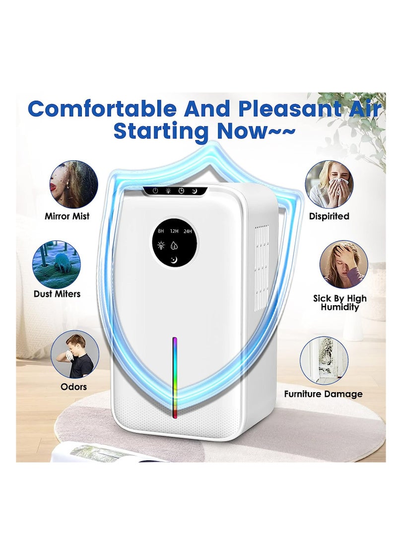 Arabest 95oz Dehumidifiers for Home,Portable Dehumidifier With Sleep Mode 7 Colors Light Timer Auto Defrost and Drain Hose, Small Dehumidifiers for Bedroom Bathroom Basements Closet RV  - Image 3