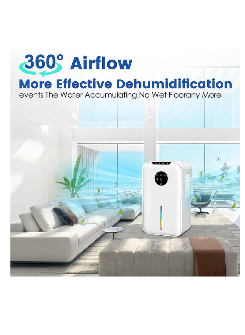 Arabest 95oz Dehumidifiers for Home,Portable Dehumidifier With Sleep Mode 7 Colors Light Timer Auto Defrost and Drain Hose, Small Dehumidifiers for Bedroom Bathroom Basements Closet RV  - Image 4