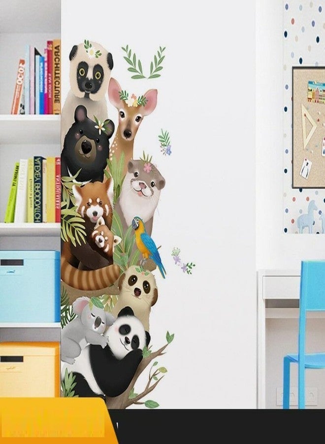 DREAM DECALS ملصقات جدارية من دريم ديكالز، بتصميم حيوانات الغابة الكرتونية، تشمل قردًا وكوالا وغزالًا، لتزيين جدران غرف الأطفال والرضع وغرف النوم وغرف المعيشة وغرف اللعب - ذاتية اللصق - Image 1