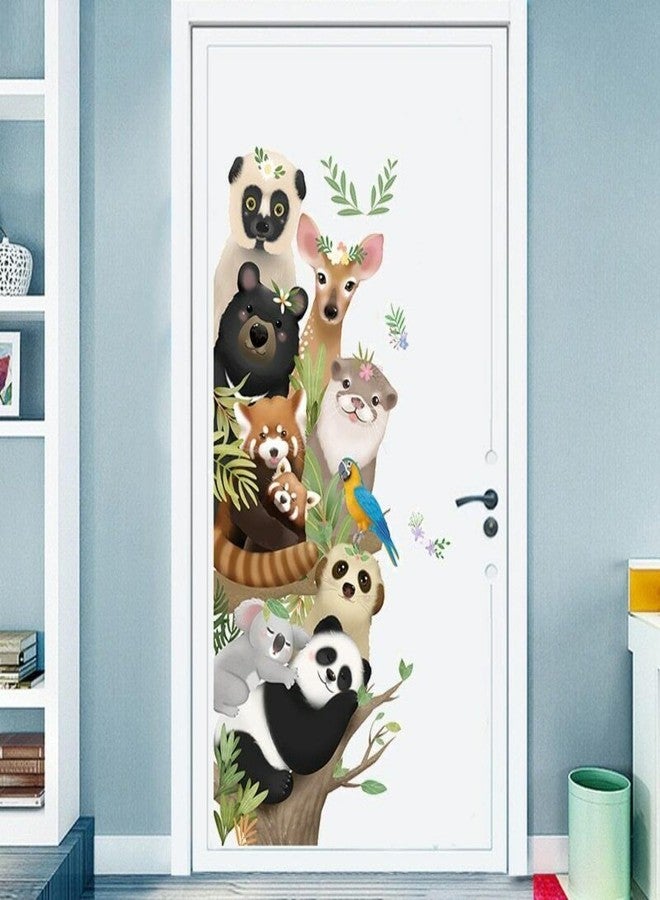 DREAM DECALS ملصقات جدارية من دريم ديكالز، بتصميم حيوانات الغابة الكرتونية، تشمل قردًا وكوالا وغزالًا، لتزيين جدران غرف الأطفال والرضع وغرف النوم وغرف المعيشة وغرف اللعب - ذاتية اللصق - Image 2