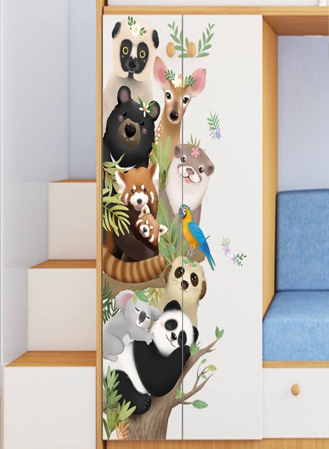 DREAM DECALS ملصقات جدارية من دريم ديكالز، بتصميم حيوانات الغابة الكرتونية، تشمل قردًا وكوالا وغزالًا، لتزيين جدران غرف الأطفال والرضع وغرف النوم وغرف المعيشة وغرف اللعب - ذاتية اللصق - Image 4