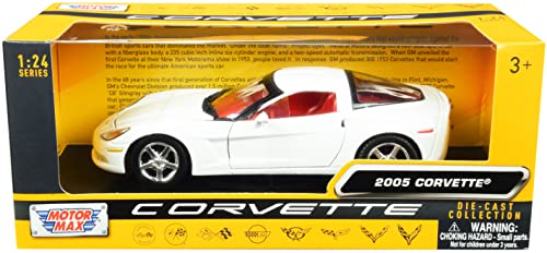 Motormax Toy 2005 Chevy Corvette C6 White with Red Interior History of Corvette Series 1/24 Diecast Model Car by Motormax 73270 73270w-rd 0 - Image 2