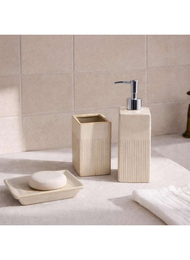 Pan Home مجموعة ملحقات الحمام ميتينا 3 قطع - كريمي - Image 1