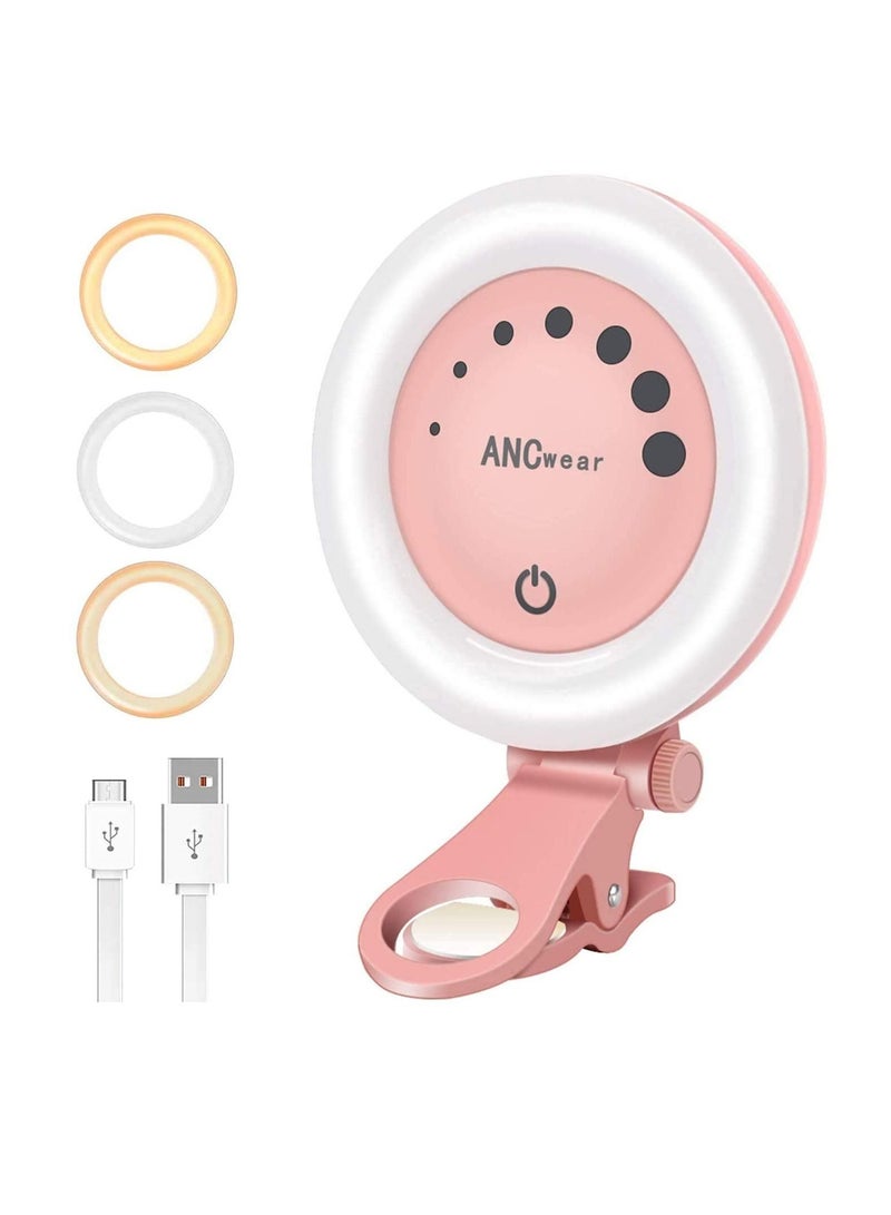 KASTWAVE Selfie Ring Light, for Phone for iPhone Laptop Mini Clip On and Portable Light for Photography, Makeup, 21 Light Mode 60 Led Beads 500mhA Rechargeable  - Image 1