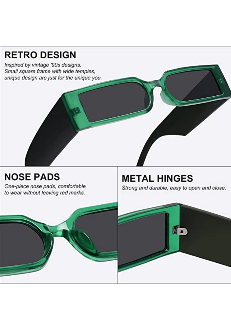 SYOSI Small Square Sunglasses Protection Glasse, Retro Rectangle Sunglasses Women and Men Vintage, Vintage Driving Glasses 90¡¯s Fashion Narrow Square Frame UV400 Protection - Image 3