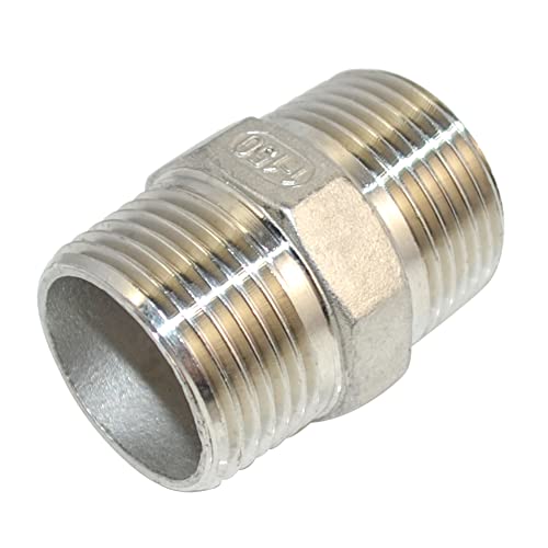 DAN SPEED Hex Nipple 1" Male x 1" Male 304 Stainless Steel threaded Pipe Fitting NPT (1 inch) - Image 1