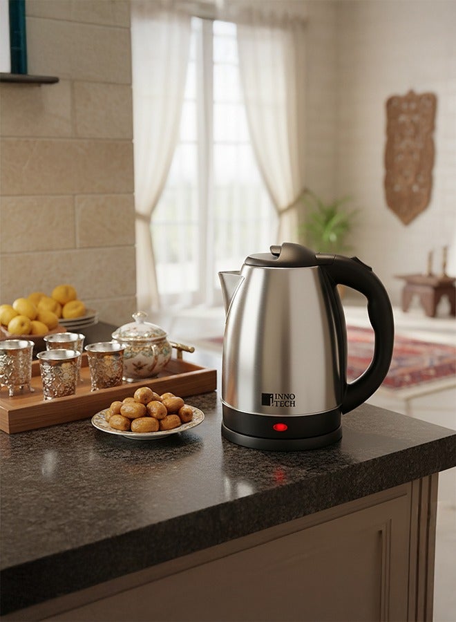 Innotech Stainless Steel Electric Kettle 1.8L – 1800W, Auto Lid Opening, Dry-Boil Protection, 360° Rotating Base, Indicator Light, Cord Storage & Anti-Slip Feet – Sleek & Safe Design - Image 3