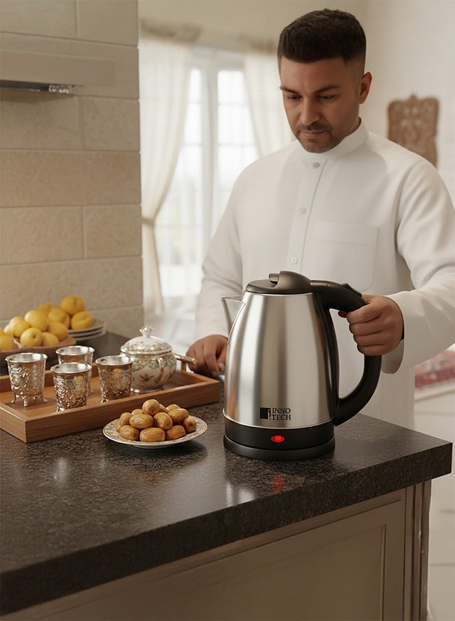 Innotech Stainless Steel Electric Kettle 1.8L – 1800W, Auto Lid Opening, Dry-Boil Protection, 360° Rotating Base, Indicator Light, Cord Storage & Anti-Slip Feet – Sleek & Safe Design - Image 2