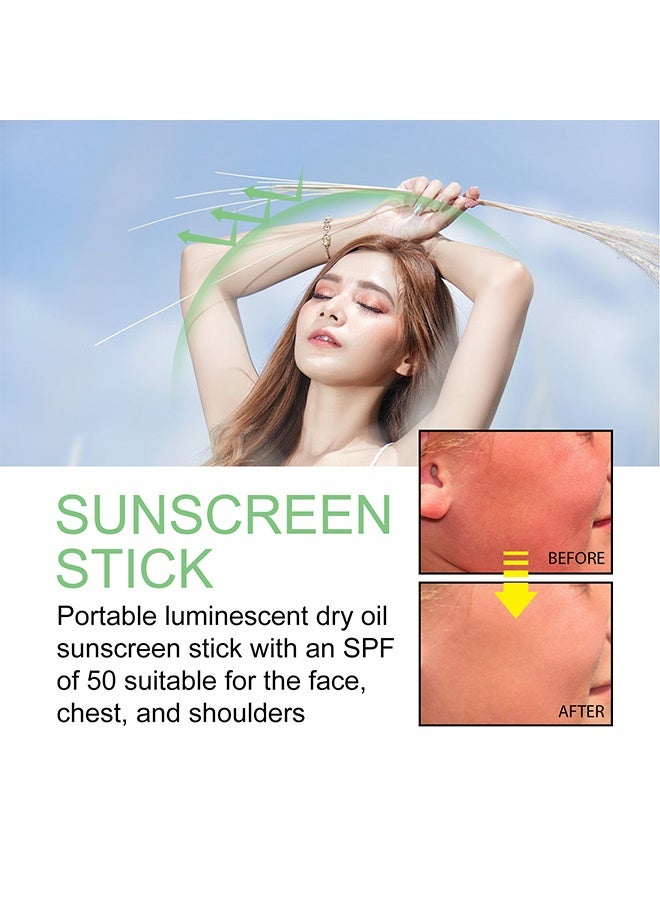 EELHOE Sunscreen Stick SPF 50+,Matte Non-Greasy Sunscreen Stick Face,Moisturizing Sun Screen Stick for All Skin Types,Oil Control Long Lasting Sunscreen Face Stick # Mint - Image 4