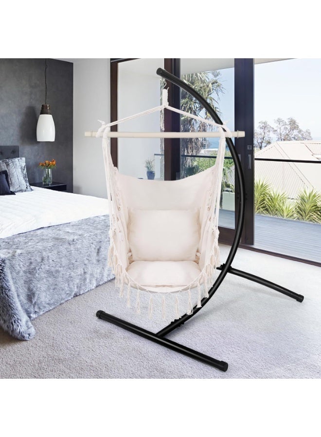 Antikiano Boho Hanging Hammock Chair with Cushions and Decorative Tassels, Comfortable Swing Seat for Indoor and Outdoor Relaxation – 100 × 114 cm - Image 5