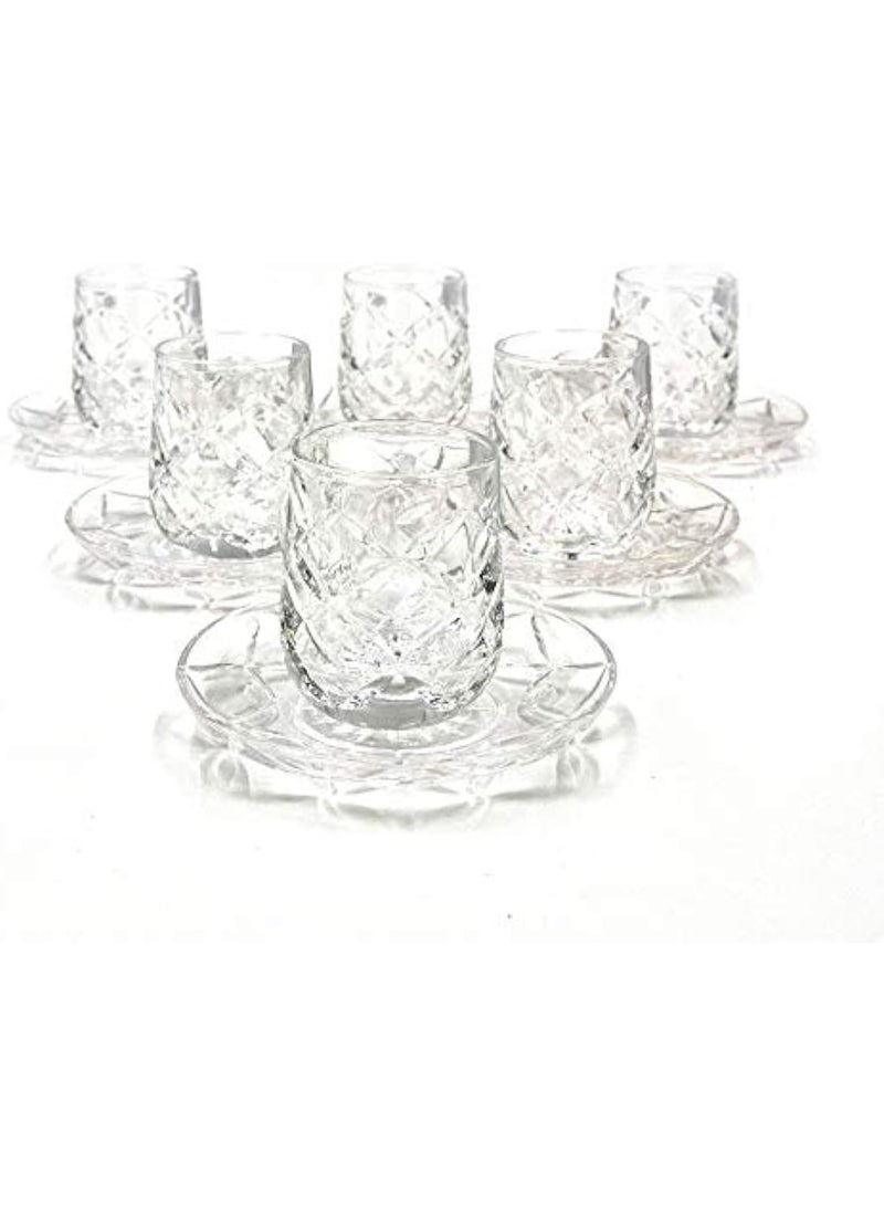 Solitaire Estican 6pc Tea Coffee Cup and 6pc Saucer Set 100ml Drinkware Hot Tea Cawa Coffee Glass Cup Set Gift for Housewarming Serveware Kitchen Glassware Drinkware Set - Image 2