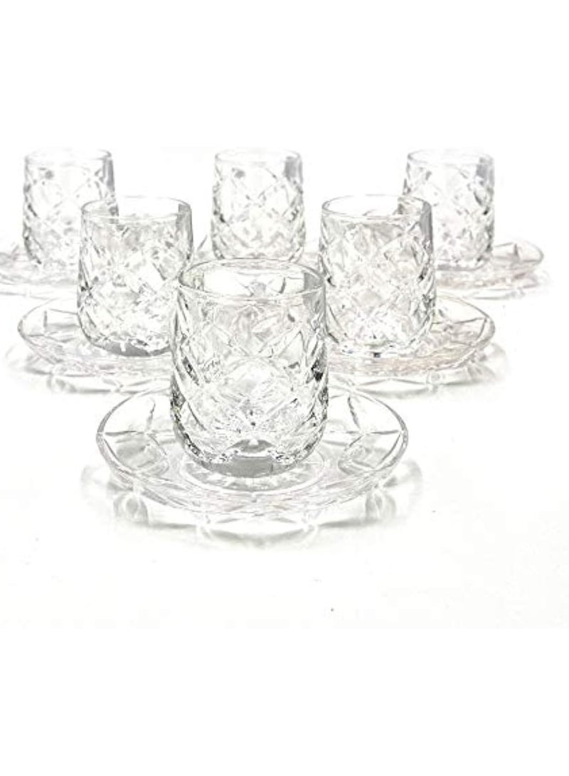 Solitaire Estican 6pc Tea Coffee Cup and 6pc Saucer Set 100ml Drinkware Hot Tea Cawa Coffee Glass Cup Set Gift for Housewarming Serveware Kitchen Glassware Drinkware Set - Image 1