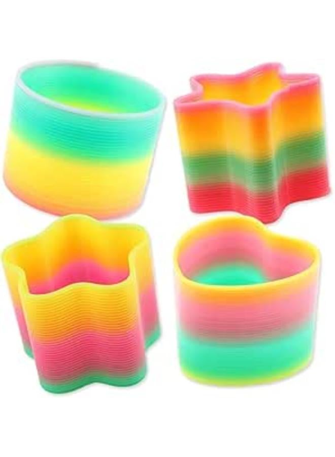 (Pack of 4) Mini Plastic Coil Spring Toy | Bright Colors and Shapes, Party Prizes Parties,Gifts, Party Bags - Image 1