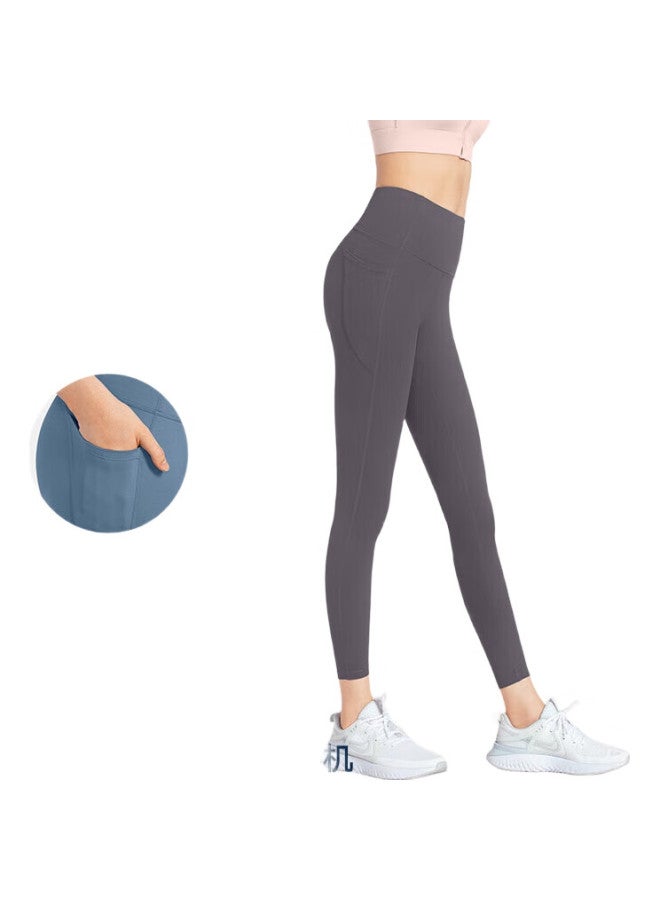 VFU Xingqing Yoga Pants For Women, High-Waisted Lifting, Running, Fitness, Sports Pants, High-Elasticity Tight-Fitting Pants, Dove Gray Purple, M - Image 3