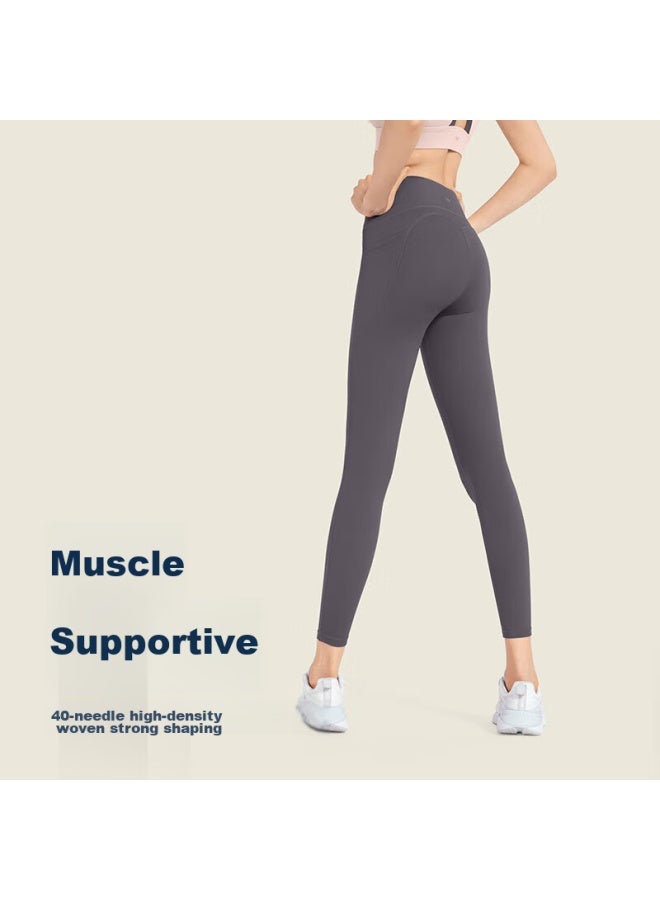 Vfu Xingqing Yoga Pants For Women, High-waisted Lifting, Running, Fitness, Sports Pants, High-elasticity Tight-fitting Pants, Dove Gray Purple, M - Image 2