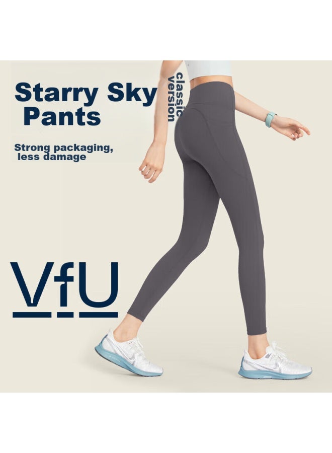 Vfu Xingqing Yoga Pants For Women, High-waisted Lifting, Running, Fitness, Sports Pants, High-elasticity Tight-fitting Pants, Dove Gray Purple, M - Image 1