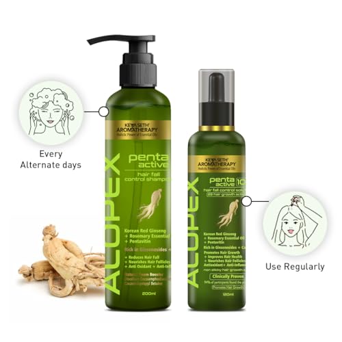 KEYA SETH AROMATHERAPY, DEVICE OF DROP KEYA SETH AROMATHERAPY Alopex Penta Active Hair Fall Control Shampoo with Biotin & Pro-Vitamin B5- Induces New Hair Growth & Reduces Hair Loss, For Men & Women - Image 5