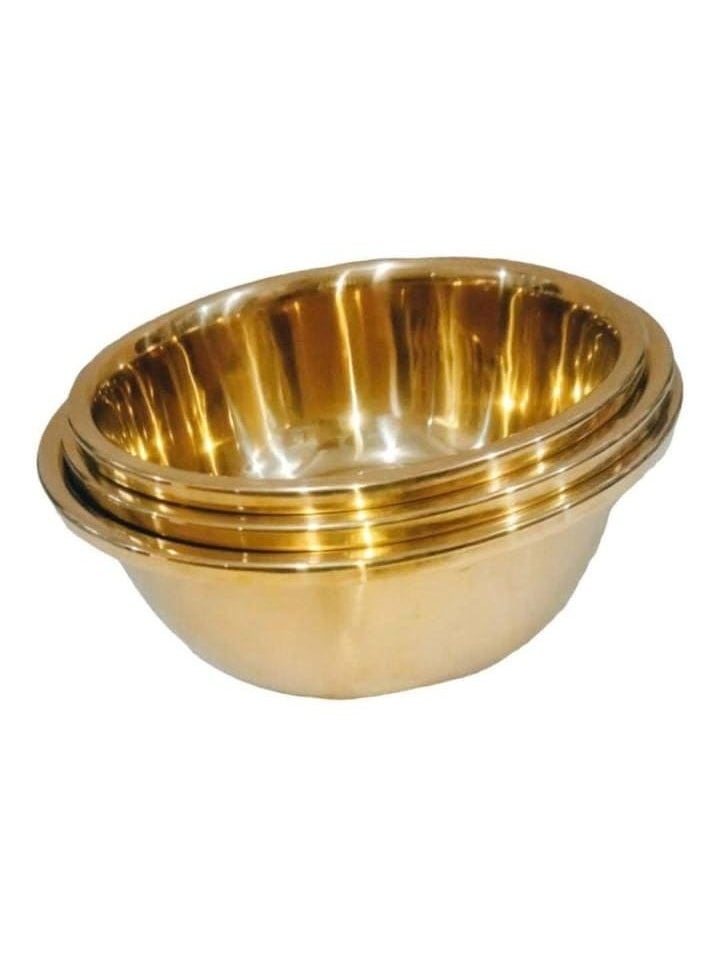 Generic Luxury Golden Mixing Bowl Set – 3 Large Pieces (28cm – 30cm – 32cm) – Elegant and Practical Kitchenware  - Image 2
