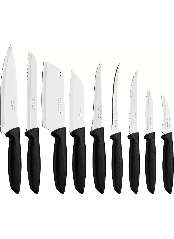 TRAMONTINA Tramontina Plenus 9 Pieces Knife Set With Stainless Steel Blade And Black Polypropylene Handle