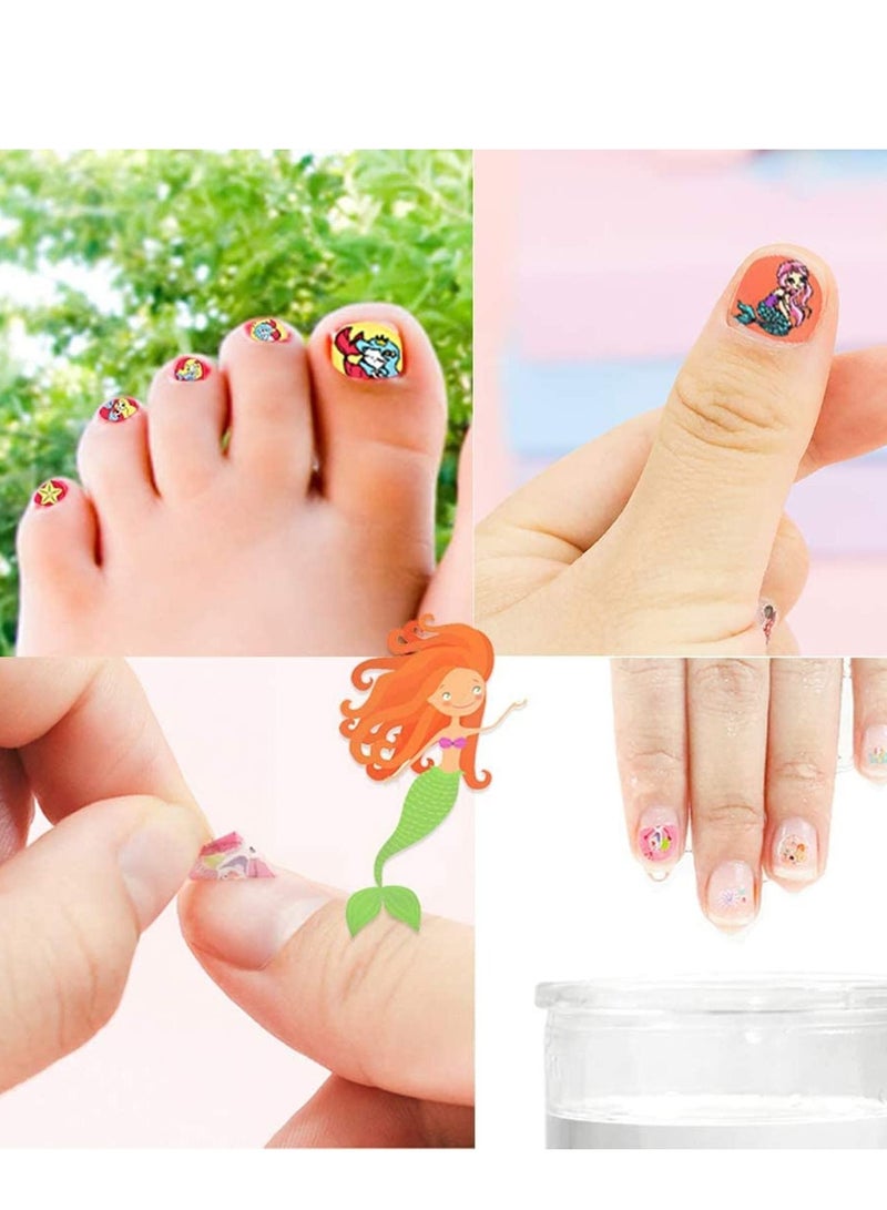 SYOSI Kids Nail Art Stickers Decals for Little Girls, 200 Children Mermaid Princess Wraps Tips for Fingernail Toenail Acrylic Decoration Birthday Party Favors - Image 4