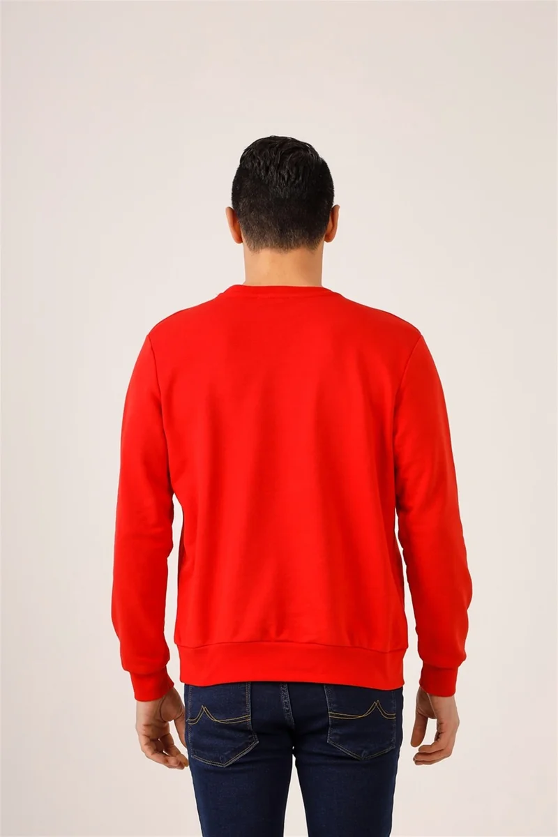 Dufy Red Men's Regular Fit Crew Neck Sweatshirt