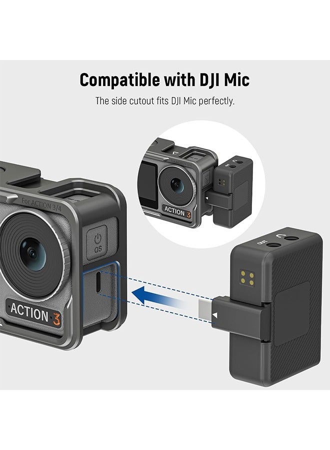 Neewer NEEWER Action 4 Action 3 Camera Cage, Metal Protective Video Rig for Osmo Action 4 3 Compatible with DJI Mic, with Cold Shoe, 1/4" Thread, Shutter Button, Compatible with Orignal Magnetic Mount, AC004  - Image 4