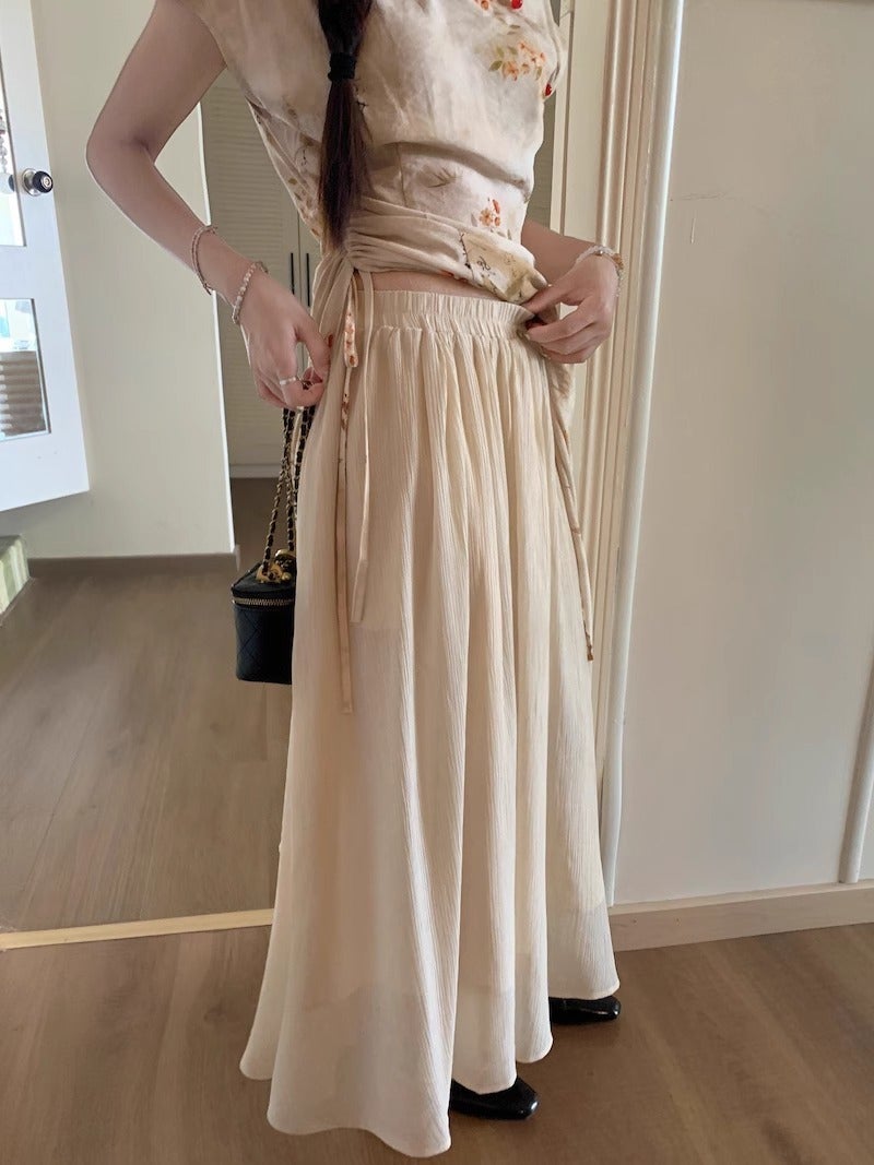 New Chinese Style High-Waisted Jacquard Suit Womens Summer Wardrobe Two-Piece Set Zen-Infused Chic Chinese Dress Skirt [one piece]] 