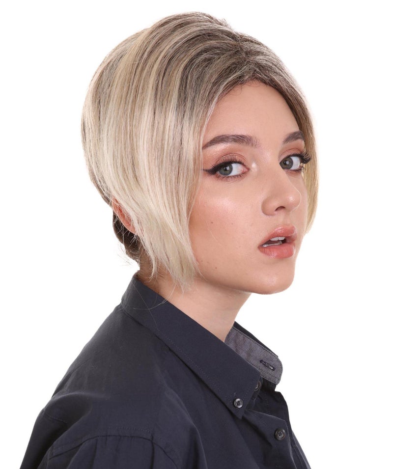 HPO Adult Women's Classic Minivan Karen Mom Short Wig, Pixie with Chunky Highlights, Best for Halloween, Flame-retardant Synthetic Fiber - Image 5
