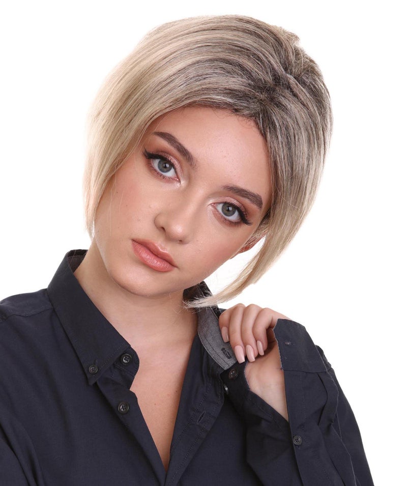 HPO Adult Women's Classic Minivan Karen Mom Short Wig, Pixie with Chunky Highlights, Best for Halloween, Flame-retardant Synthetic Fiber - Image 4