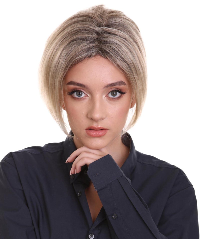 HPO Adult Women's Classic Minivan Karen Mom Short Wig, Pixie with Chunky Highlights, Best for Halloween, Flame-retardant Synthetic Fiber - Image 1