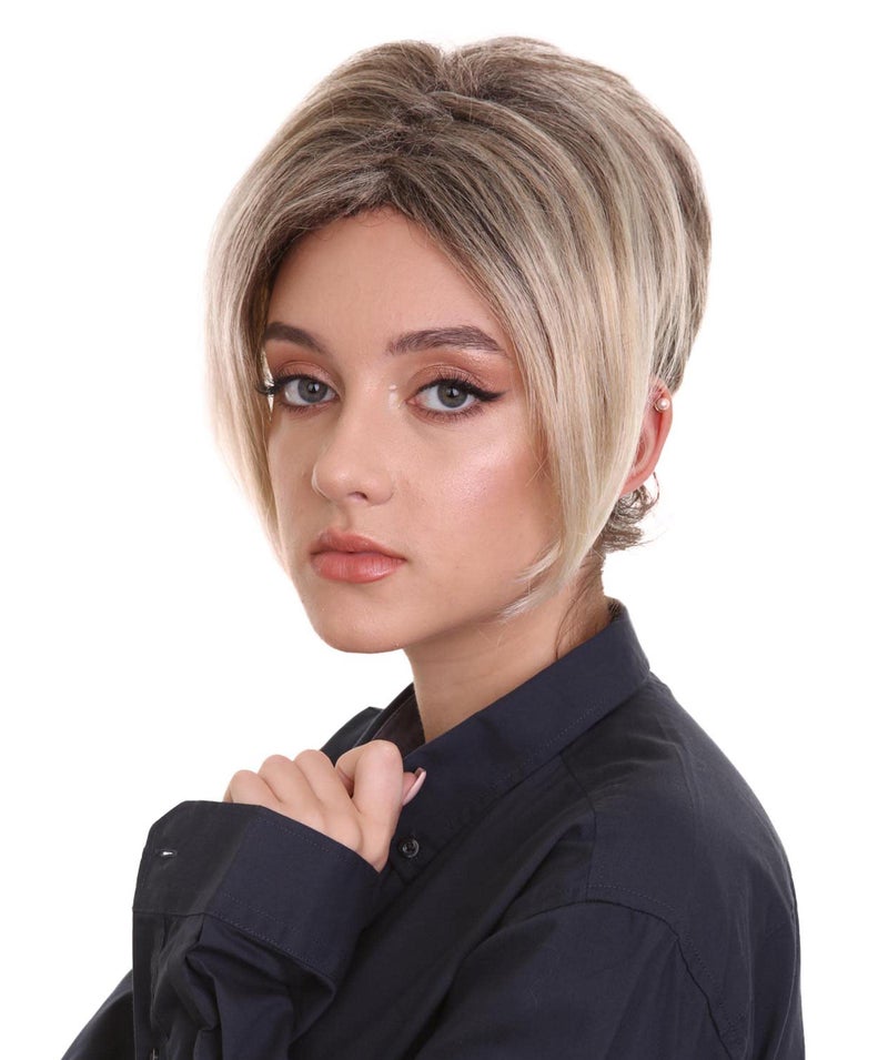 HPO Adult Women's Classic Minivan Karen Mom Short Wig, Pixie with Chunky Highlights, Best for Halloween, Flame-retardant Synthetic Fiber - Image 2