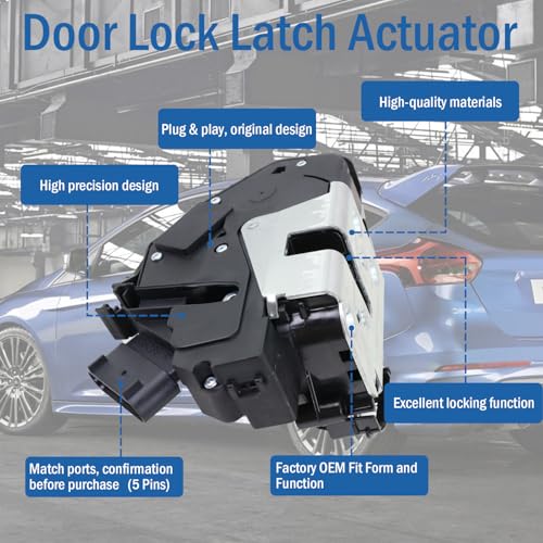 Qagea Front Right Passenger Side Door Lock Latch Actuator 5 Pins Fit for Ford Edge 2015-2016, Escape 2013-2017, Fiesta 2011-2016, Focus 2012-2017, Fusion & Lincoln MKZ 2013-2016, BE8Z-5421812-B - Image 5