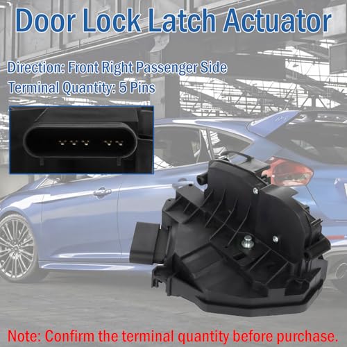 Qagea Front Right Passenger Side Door Lock Latch Actuator 5 Pins Fit for Ford Edge 2015-2016, Escape 2013-2017, Fiesta 2011-2016, Focus 2012-2017, Fusion & Lincoln MKZ 2013-2016, BE8Z-5421812-B - Image 3