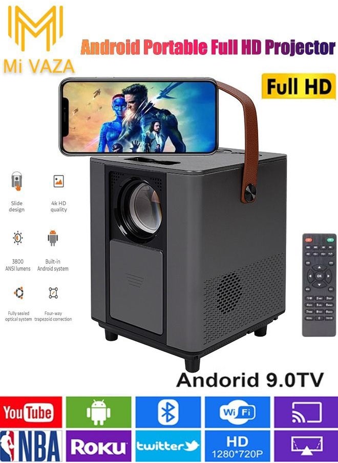 جهاز عرض محمول WiFi Android Full HD LED 1920x1080P 3800 Lum هدية إلكترونية لعيد الميلاد متوافقة مع جهاز التلفاز/HDMI/USB/PS5/iOS/PS4 