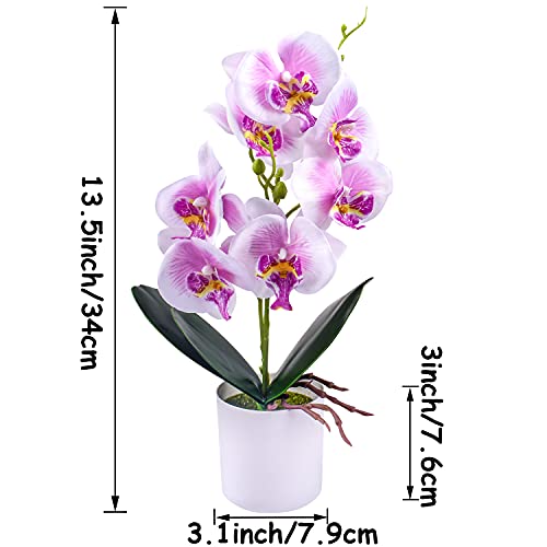 XONOR Artificial Orchid Flowers, 2 Pieces Potted Orchid Flowers Fake Orchids with Plastic Vase for Table Centerpiece Home Decor Office Wedding Party Decoration - Image 3