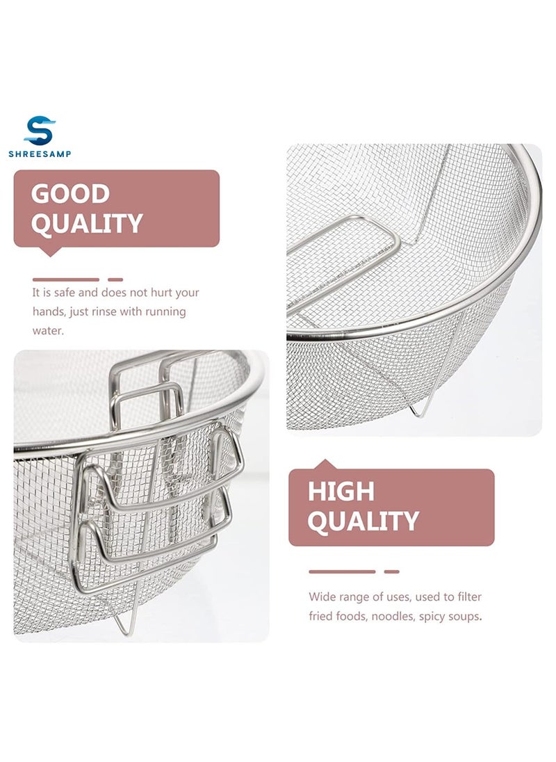 SHREESAMP SHREESAMP Round Fried Basket Stainless Steel Deep Fryer Round Wire Mesh Basket with Handle French Fry Serving Strainer for Open Fryer Perfect for Deep Frying Chips and Food Handle Frying Basket  - Image 4