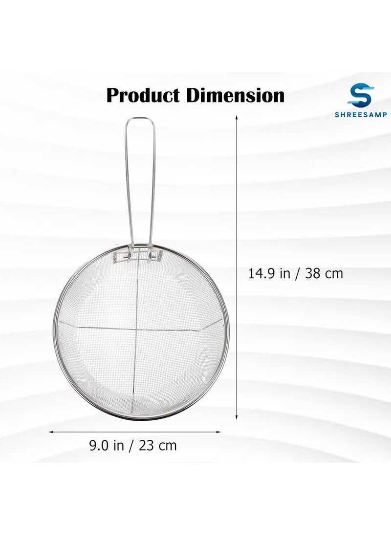 SHREESAMP SHREESAMP Round Fried Basket Stainless Steel Deep Fryer Round Wire Mesh Basket with Handle French Fry Serving Strainer for Open Fryer Perfect for Deep Frying Chips and Food Handle Frying Basket  - Image 2