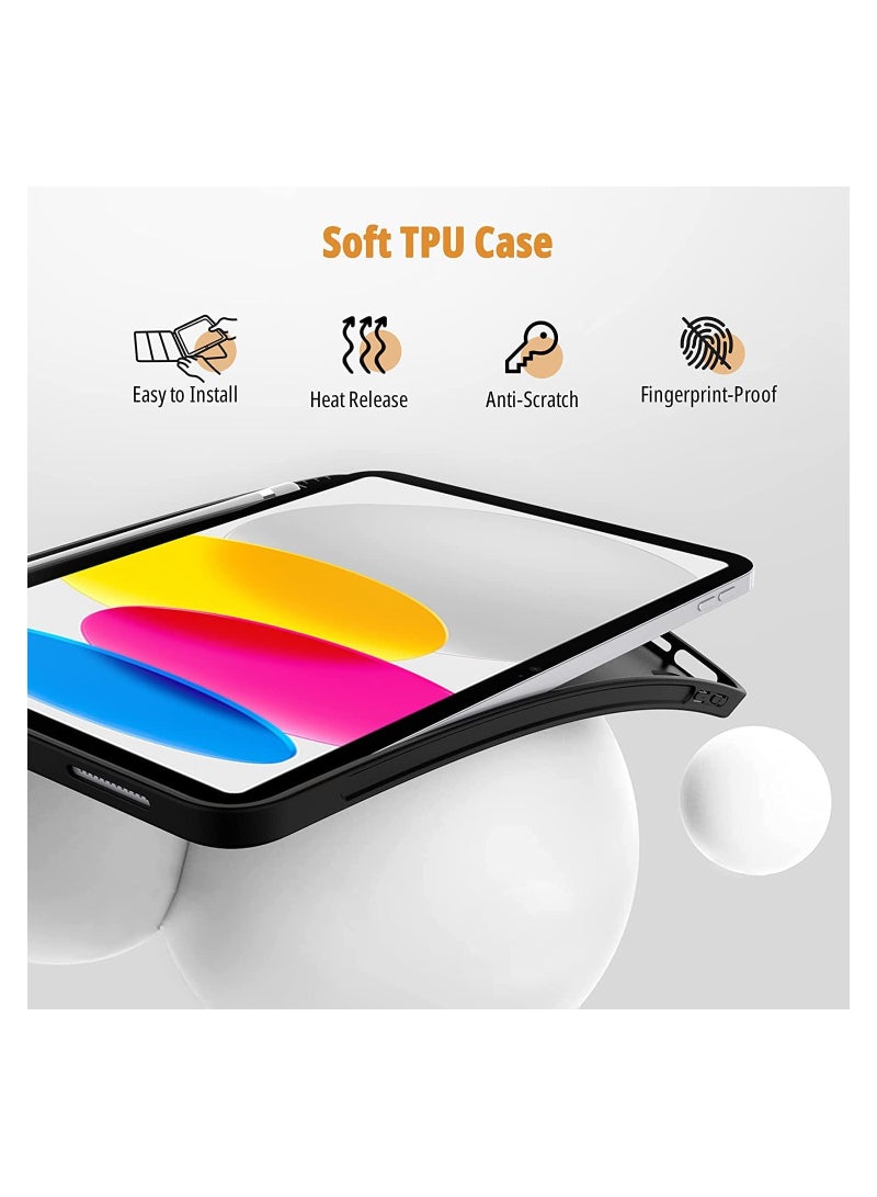 Case for iPad 10th Generation with Pencil Holder 2022 Soft TPU Back 10th Gen Cover with Pen Holder iPad Protective Smart Stand Case for iPad 10 Generation - Image 4