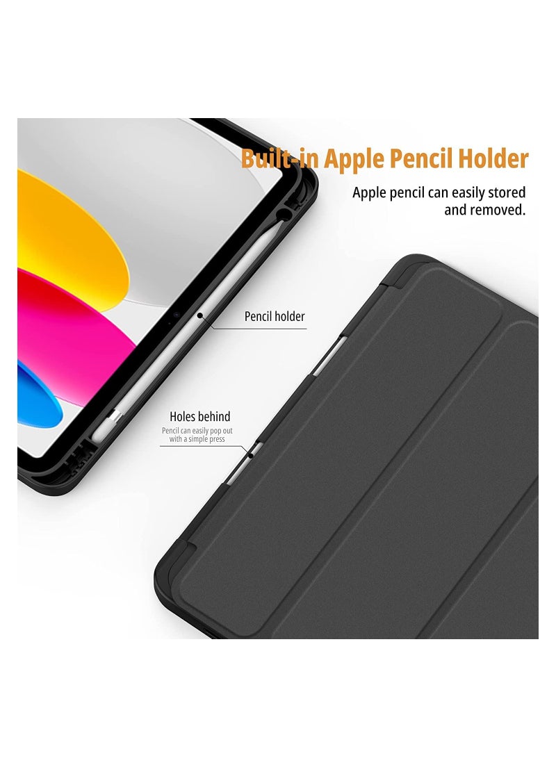 Case for iPad 10th Generation with Pencil Holder 2022 Soft TPU Back 10th Gen Cover with Pen Holder iPad Protective Smart Stand Case for iPad 10 Generation - Image 2