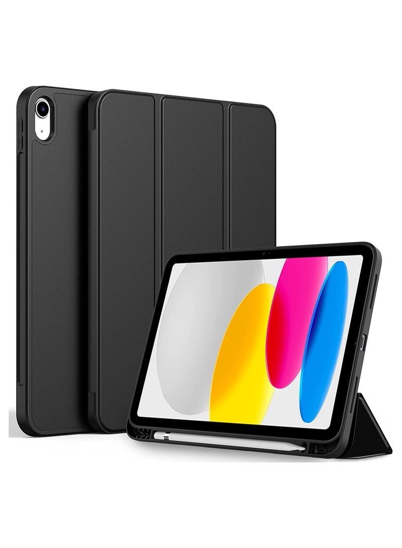 Case for iPad 10th Generation with Pencil Holder 2022 Soft TPU Back 10th Gen Cover with Pen Holder iPad Protective Smart Stand Case for iPad 10 Generation - Image 1