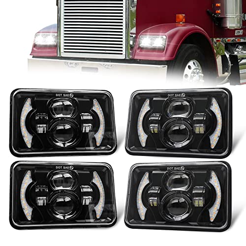 CO LIGHT 4 PCS DOT Approved 4x6 Inch LED Headlights Hi/Lo Sealed Beam 80W Amber Halo Rectangular Replacement H4651 H4652 H4656 H4666 H6545 - Image 1