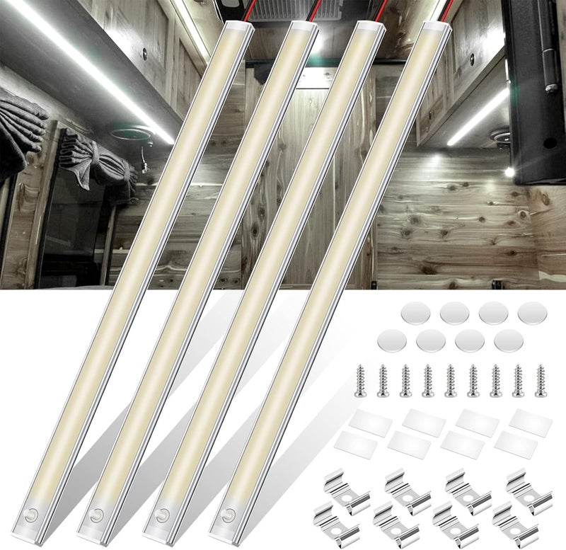 WELLUCK 12V Interior LED Light Bar, 1600LM COB Interior Light Strip w/Switch for Car, Trailer, Truck Bed, Van, RV, Cargo, Boat, Cabinet, Slim Enclosed Trailer Lights Fixture, 12 Volt Led Lighting - Image 1