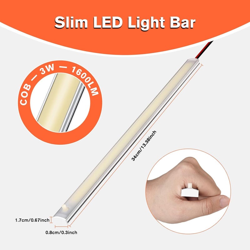 WELLUCK 12V Interior LED Light Bar, 1600LM COB Interior Light Strip w/Switch for Car, Trailer, Truck Bed, Van, RV, Cargo, Boat, Cabinet, Slim Enclosed Trailer Lights Fixture, 12 Volt Led Lighting - Image 5