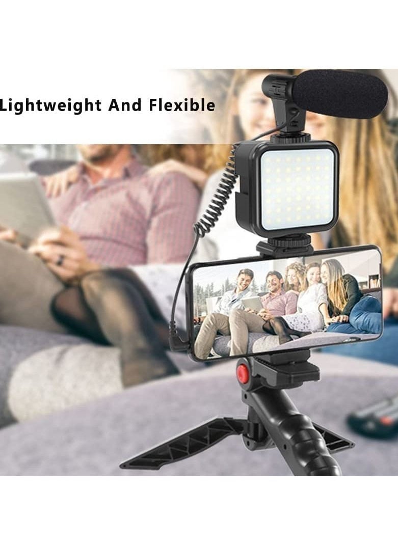 Generic Smartphone  Camera Vlogging Studio Kits Video Shooting Photography Suit with Microphone LED Fill Light Mini Tripod  - Image 5