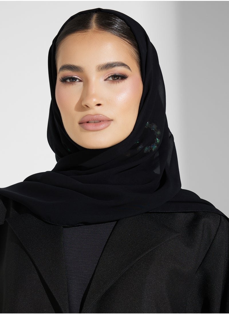 hayas closet Collar Neck Embellished Flared Sleeve Abaya  - Image 4